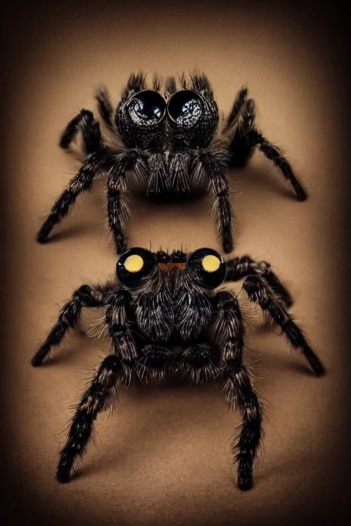 Prompt: a portrait of a handsome tarantula!!! wearing a monocle and a victorian suit, character art, headshot, trending on artstation, macro lens photography of a cute spider wearing a tuxedo!