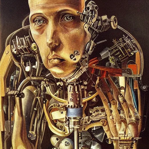 Image similar to i'm machine, i'm obsolete, in the land of the free, lobotomy. beautiful and detailed artistic painting by grislaw ludovek ( 1 9 7 5 ).