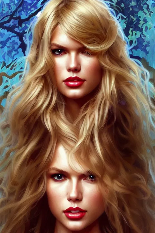 Image similar to a mix between claudia schiffer and taylor swift and britney spears and denise richards in wild things as a schoolgirl, fantasy, intricate, elegant, highly detailed, digital painting, artstation, concept art, matte, sharp focus, illustration, art by artgerm and greg rutkowski and alphonse mucha