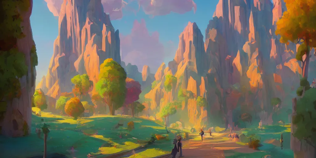 Image similar to an art museum, best on artstation, colorful sylvain sarrailh concept art, by peter chan, pixar movie