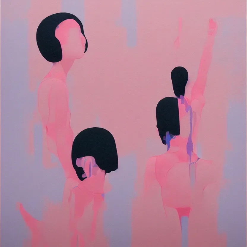 Image similar to pop fine art figurative painting with modern music culture influences by yoshitomo nara in an aesthetically pleasing natural and pastel color tones