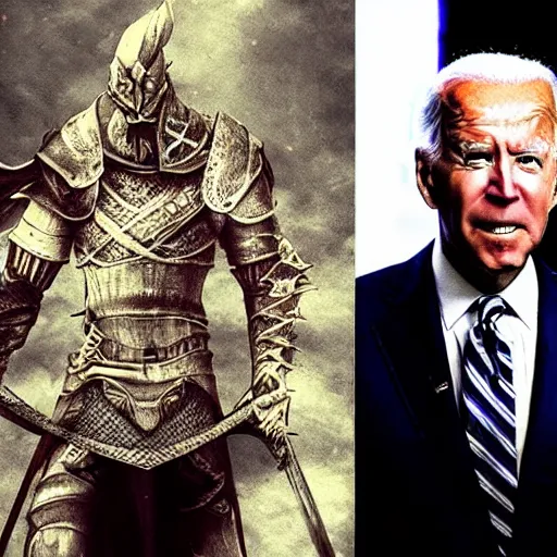 Prompt: joe biden as a darksouls boss