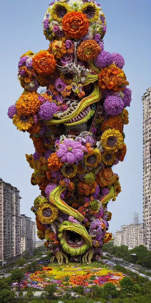 Prompt: colossal psyhedelic alien predator flower made from worst unfulfilled mankind projects in the middle of abandoned post soviet constructivist cityscape, Stalinist architecture, ultradetailed, Intricate by Niruyoshi Ohrai and Hayao Miyazaki and Josan Gonzalez and Makoto Shinkai and Giuseppe Arcimboldo and Wes Anderson