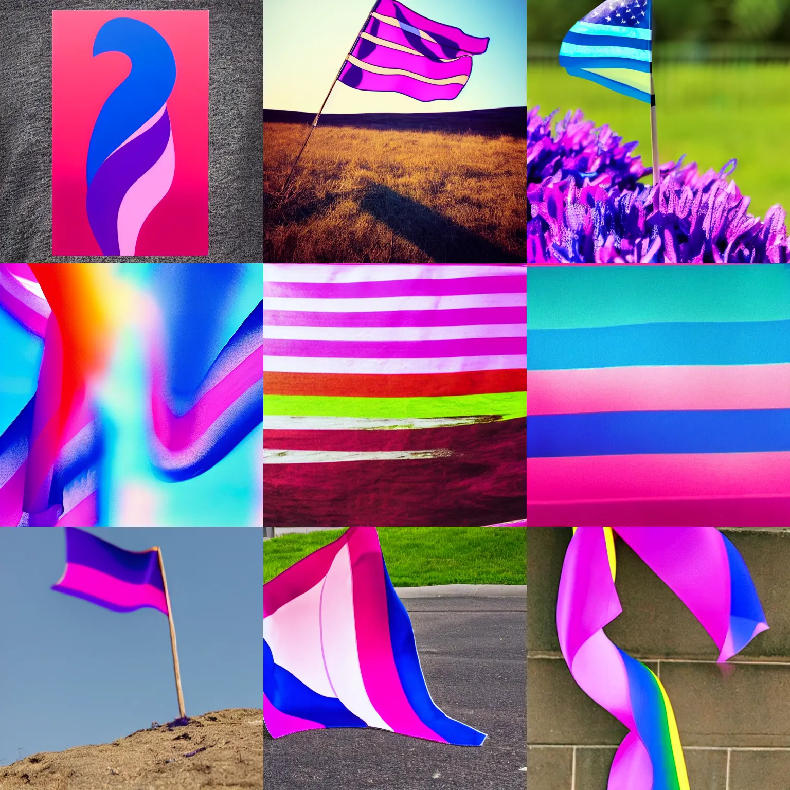 Prompt: Beatiful Bisexual flag waving in the wins