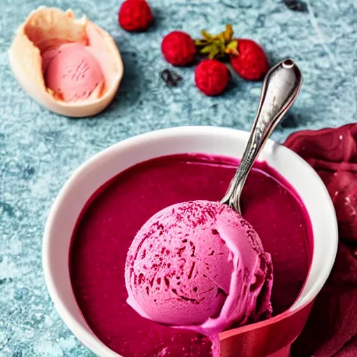 Image similar to ben and jerry's borscht flavoured ice cream, borscht written on the front