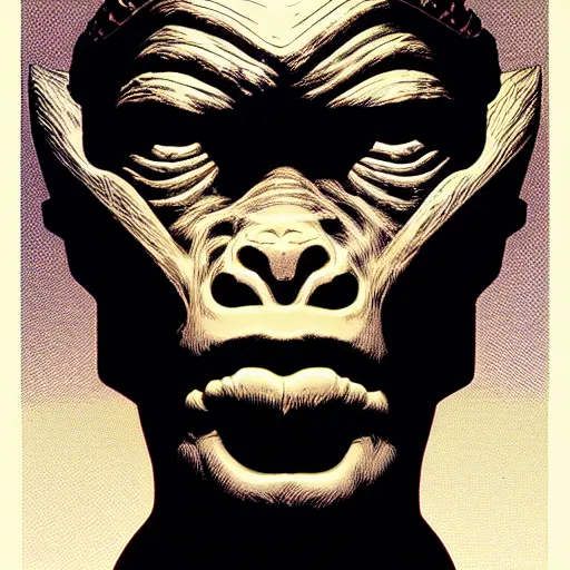 Prompt: portrait soft light, by killian eng and bernie wrightson, inspired by shaka zulu science fiction, fine, sharp high detail, screen print,