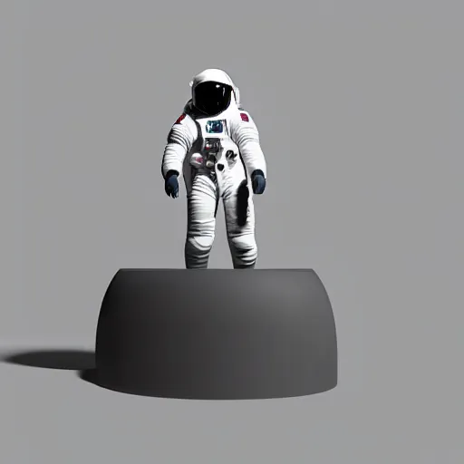 Image similar to an astronaut standing on the ground and a small trippy aggressive centaur standing on that poor standing on all - fours astronaut, trying to ride it the horse is on his shoulders minimalist style, 3 d render, isometry