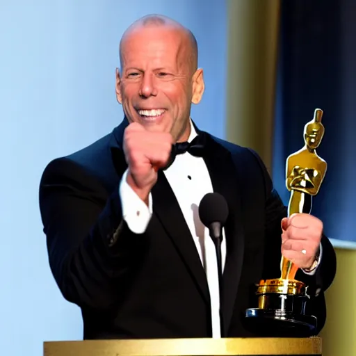 Prompt: bruce willis winning an oscar