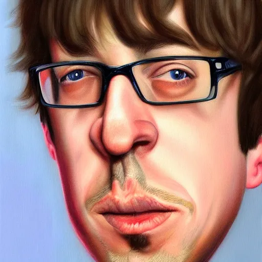 Image similar to Caricature portraits done of a young Graham Coxon, realistic, hyperrealistic, very realistic, highly detailed, very detailed, extremely detailed, detailed, oil painting, digital art, trending on artstation