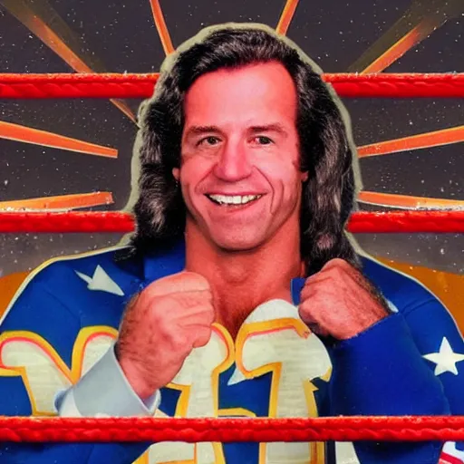 Image similar to joe biden as a 1 9 8 0 s wrestler. highly detailed. hyper real photo. 4 k.