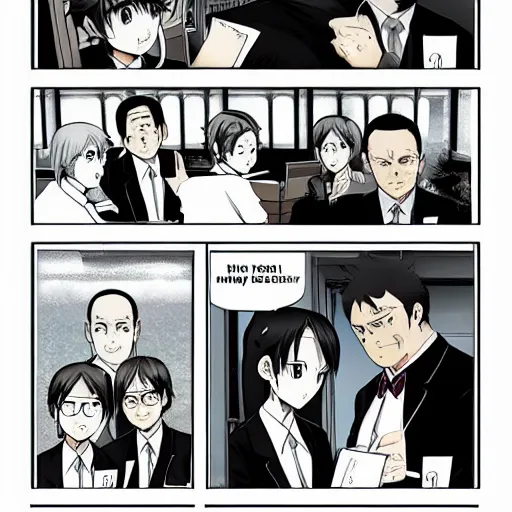 Prompt: a manga page of The Office in the style of Spy x Family