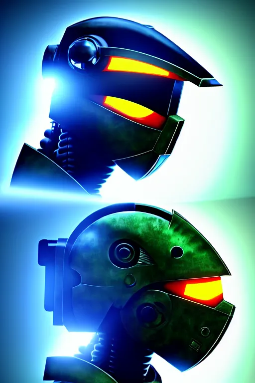 Image similar to robot ninja mask helmet halo master chief radiating a glowing aura global illumination ray tracing hdr fanart arstation by ian pesty and katarzyna da bek chmiel