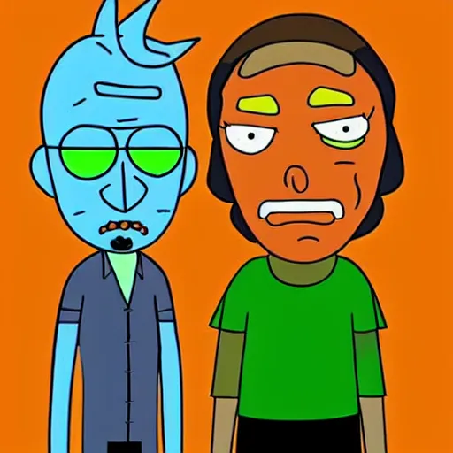 Prompt: breaking bad crossover with rick and morty fan art trending on art station