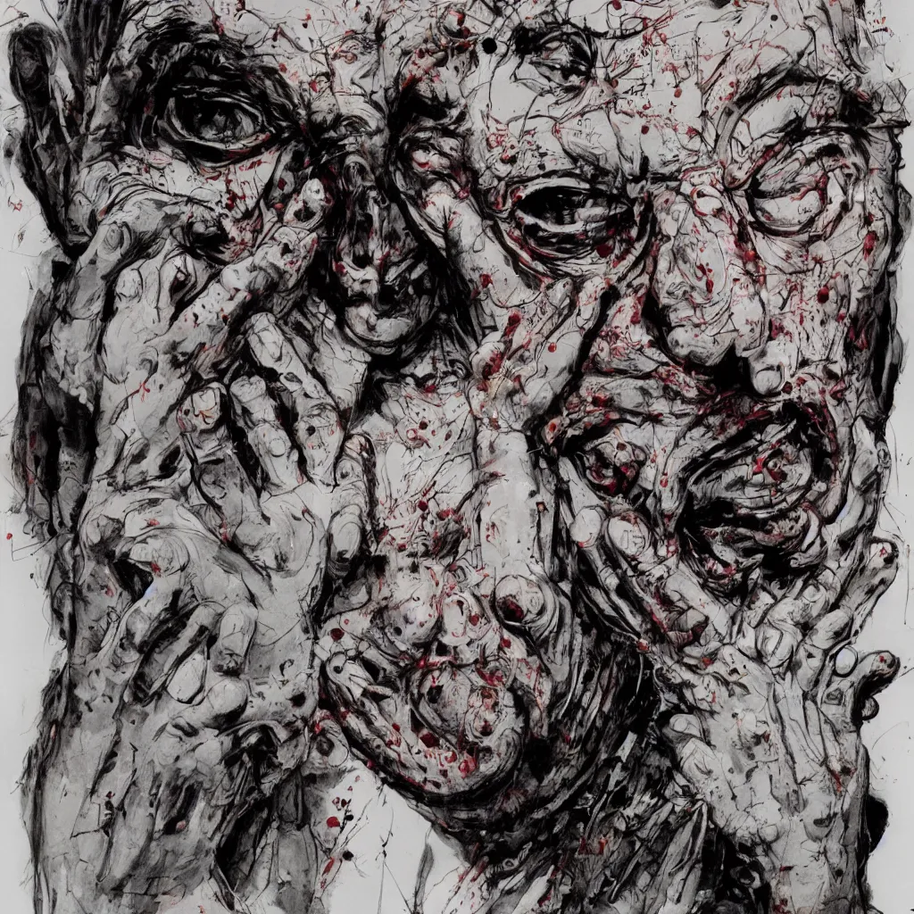 Prompt: George Soros by Ralph Steadman, illustration, body horror, biopunk, 8k , trending on artstation