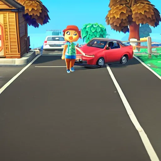 Image similar to screenshot of carjacking on skid row in animal crossing