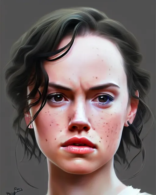 Prompt: portrait Daisy Ridley, cute-fine-face, pretty face, realistic shaded Perfect face, fine details. Anime. realistic shaded lighting by Ilya Kuvshino Giuseppe Dangelico Pino and Michael Garmash and Rob Rey, IAMAG premiere, aaaa achievement collection, elegant freckles, fabulous