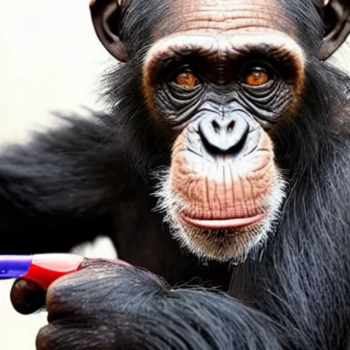 Prompt: chimpanzee getting a haircut at the barber, realistic, cute, photogenic, well lit