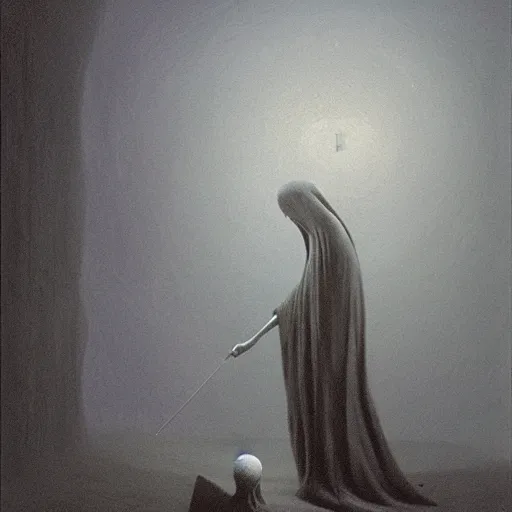 Image similar to The Collector by Zdzisław Beksiński.