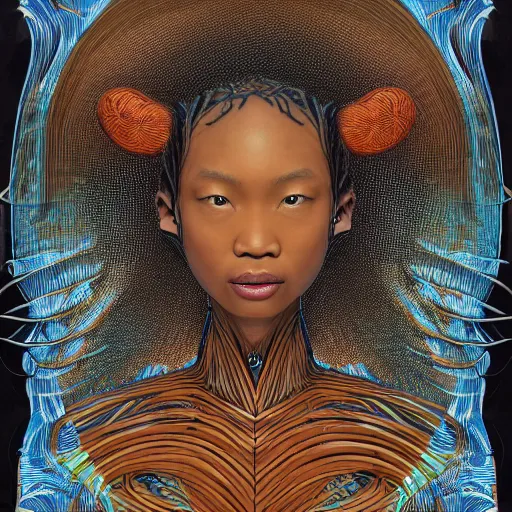 Image similar to medium portrait soft light painted by james jean and tooth woo and joe fenton, inspired by shaka zulu shakespeare, orange brown only, fine, sharp high detail, - c 1 5