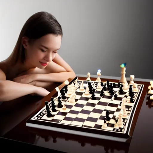 Image similar to beautiful girlfriend playing chess