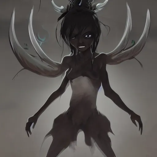 Image similar to a bug demon with one eye, black skin, highly detailed, digital painting, artstation, matte, by makoto shinkai, animation style