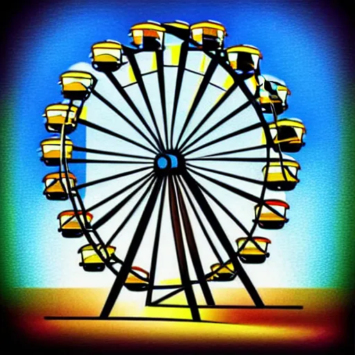 Prompt: a mid - century ferris wheel. highly detailed digital art. realistic. lots of details. 1 3 mm.