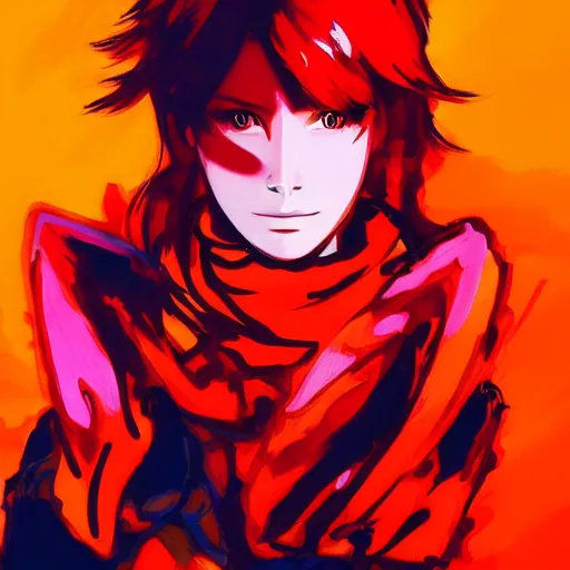 Prompt: Lina Inverse by Yoji Shinkawa, heavy outlines, bright and contrasting colors, beautiful and cool. Trending on ArtStation