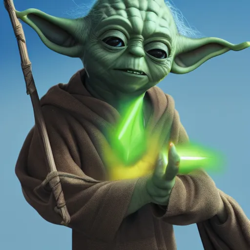 Image similar to Yoda smacking a seagull with a stick, hyperdetailed, artstation, cgsociety, 8k