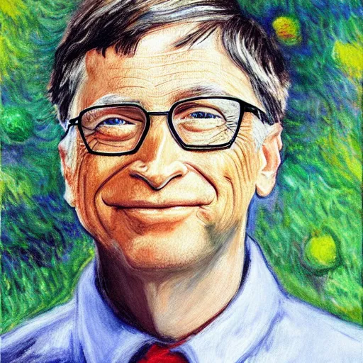 Image similar to Buff Bill Gates, painting by Monet