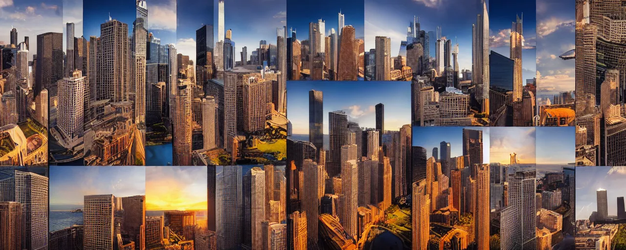 Image similar to photo collage, cityscape, chicago, pep ventosa, photoreal, high detail,