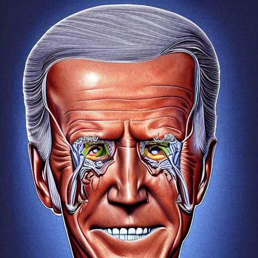 Image similar to anatomical diagram of a dissection of Joe Biden, by Barlowe