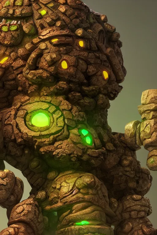 Image similar to zelda fantasy art giant golem troll wood rock greeble gemstone, global illumination ray tracing hdr fanart arstation by sung choi and eric pfeiffer and gabriel garza and casper konefal