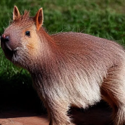 Prompt: a hybrid between a capybara and a llama