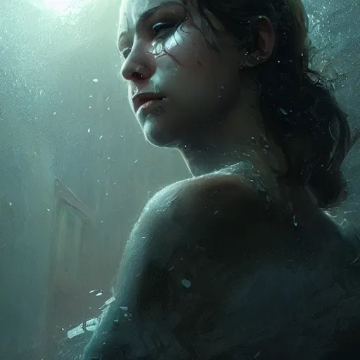 Image similar to portrait of face melting, amazing splashscreen artwork, splash art, head slightly tilted, natural light, elegant, intricate, fantasy, atmospheric lighting, cinematic, matte painting, by Greg rutkowski