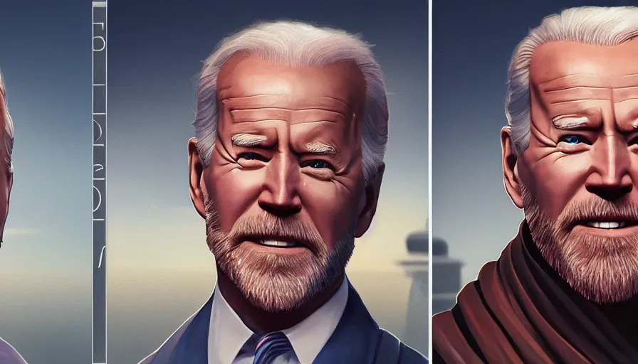 Prompt: joe biden is obi - wan kenobi with beard, billboard image, hyperdetailed, artstation, cgsociety, 8 k