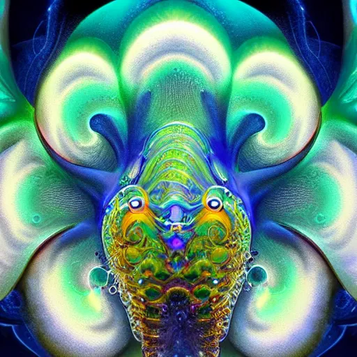 Prompt: fantasy art hyper realistic ai created interesting bizarre subconscious of flamboyant cuttlefish with fractal vignette edge fantastic art award winning best ultra detailed magnificent