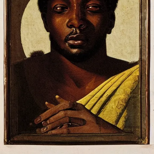 Image similar to east african man, in ancient rome, philosophical, contemplative, by giovanni battista