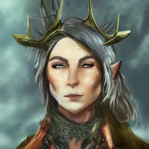 Image similar to portrait of a elven female pirate, fantasy setting, digital art, dramatic lighting, illuminated, cinematic