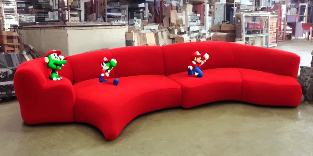 Image similar to Super Mario-shaped red couch