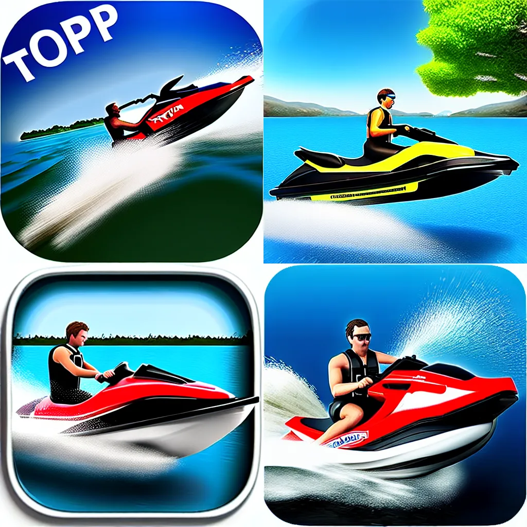 Prompt: top boat racing simulator, a man on jetski