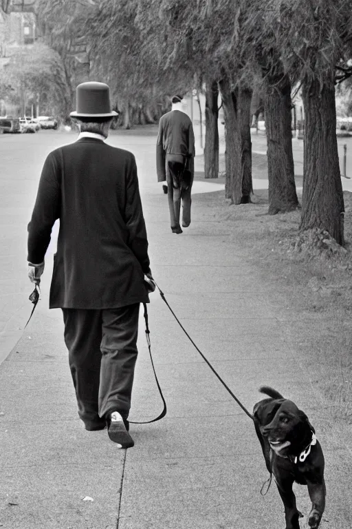 Prompt: a man walking his dog by dr. seuss