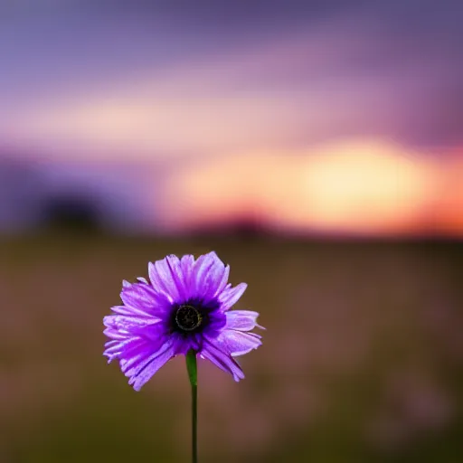 Prompt: purple flower in a dead field, all alone, 4k, cinematic,