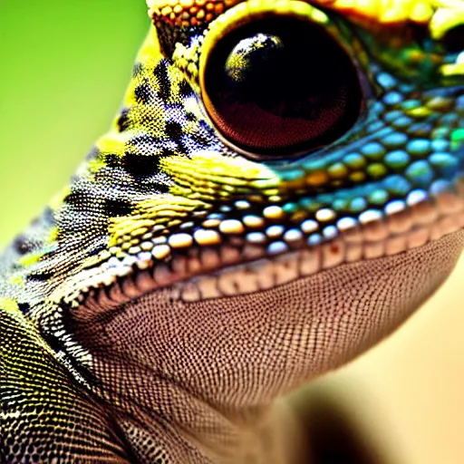 Image similar to a award-winning coherent photography of a close-up view of a lizard with weird mutations