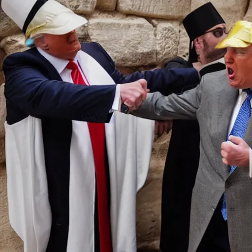 Image similar to Donald Trump as orthodox Jew at the wailing wall