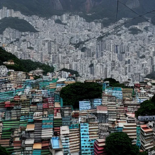 Image similar to rio de janeiro favela, wong kar wai, hyper - realistic, 8 k