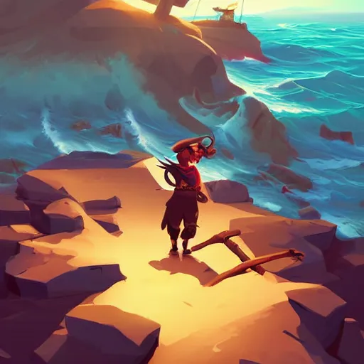 Image similar to painting treasure on sea of thieves game smooth median photoshop filter cutout vector, behance hd by jesper ejsing, by rhads, makoto shinkai and lois van baarle, ilya kuvshinov, rossdraws global illumination