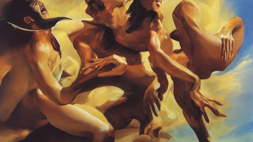 Prompt: self portrait by Boris Vallejo.