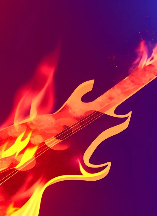 Image similar to guitar with fire magical dust as musical notes storm around, volumetric dust, cinematic lighting, photography artstation