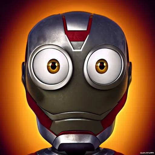 Image similar to “minion iron man, UHD, hyperrealistic render”