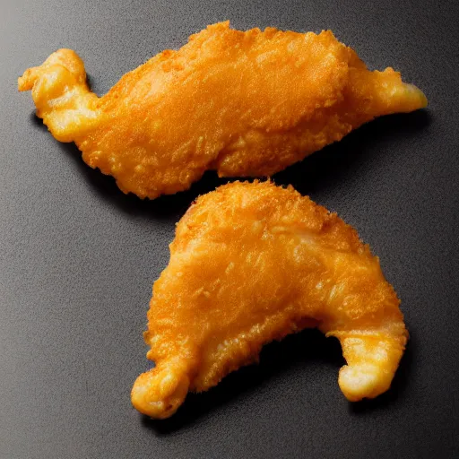 Prompt: photorealistic mcdonalds chicken nugget with rat tail, professional food photography